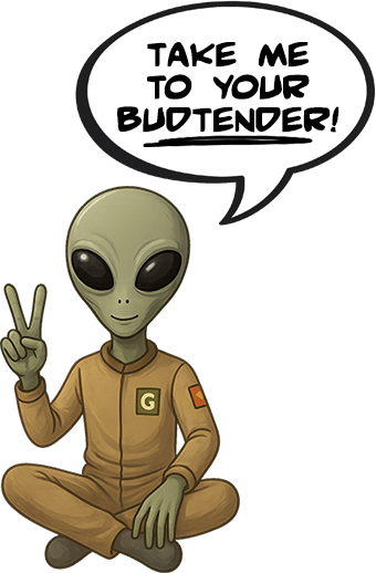 Alien holding up peace sign
